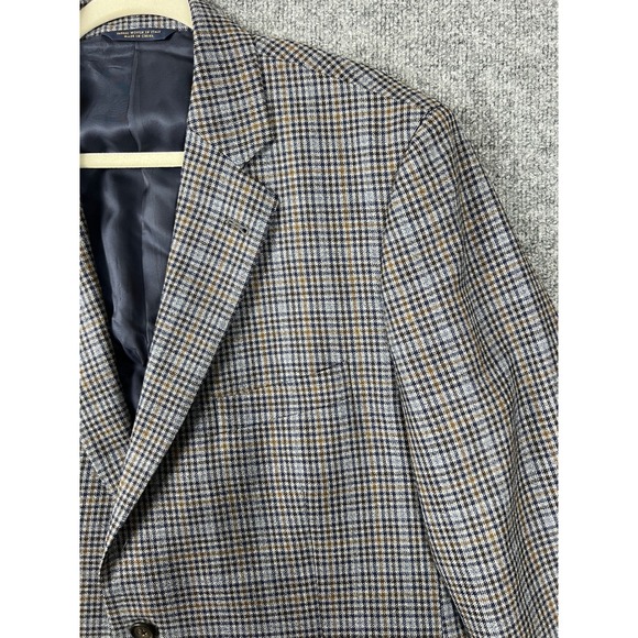 Brooks Brothers Blazer 45R 1818 Madison Sport Coat Grey Blue Plaid Italian Wool - Picture 2 of 13
